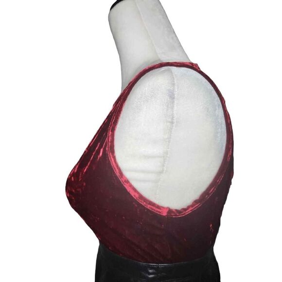 Red Crushed Velvet Sleeveless Tank Top Vintage 90s Vday - Picture 6 of 7